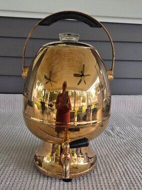 Royal Rochester Percolator Gold Color Egg Shaped 35 Cups Electric WORKS Art Deco